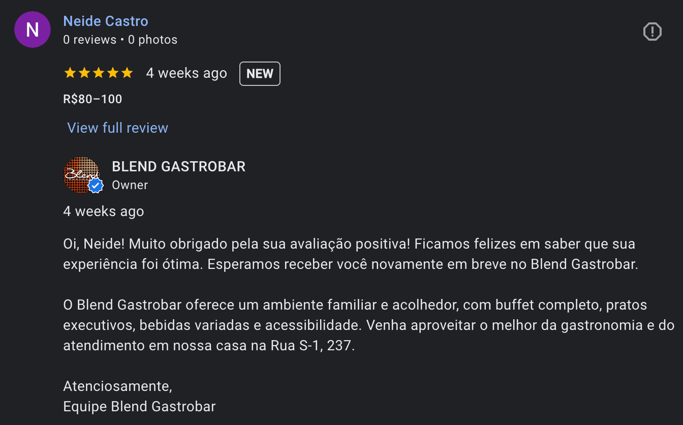 Demonstracao de resposta automatizada para avaliacao de cliente com padrao profissional da Review Pro