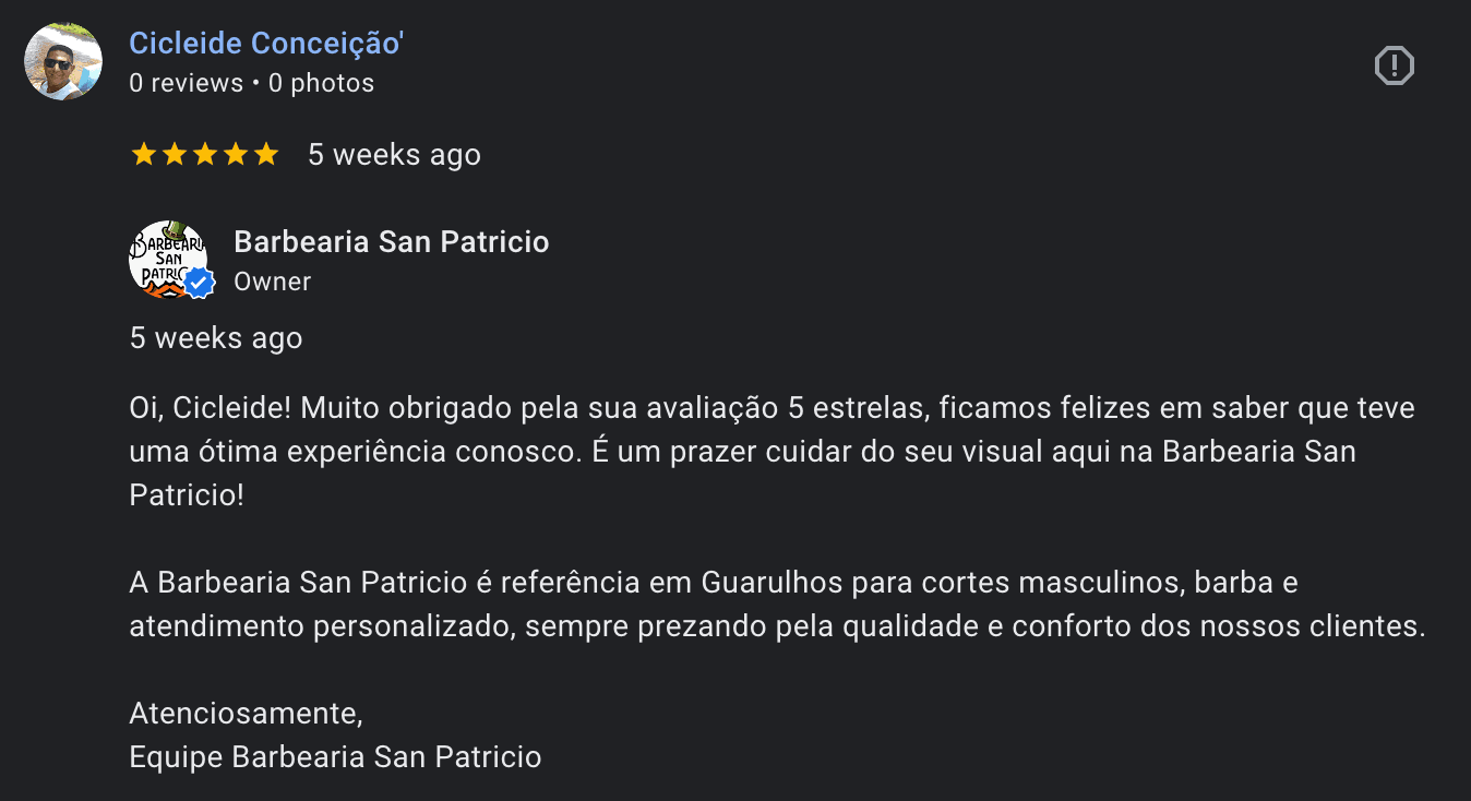 Exemplo de empresa com reputacao fortalecida por respostas automaticas de avaliacoes no Google