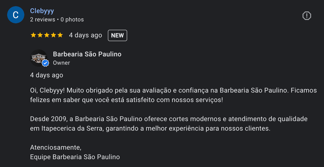 Painel de case real com automacao de respostas para perfil de empresa no Google Business Profile